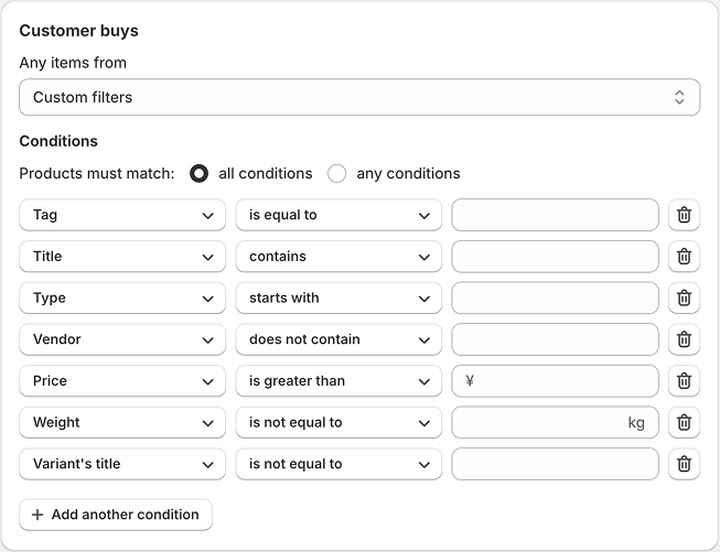 Unlimited Discount Rules with Powerful Product Filters